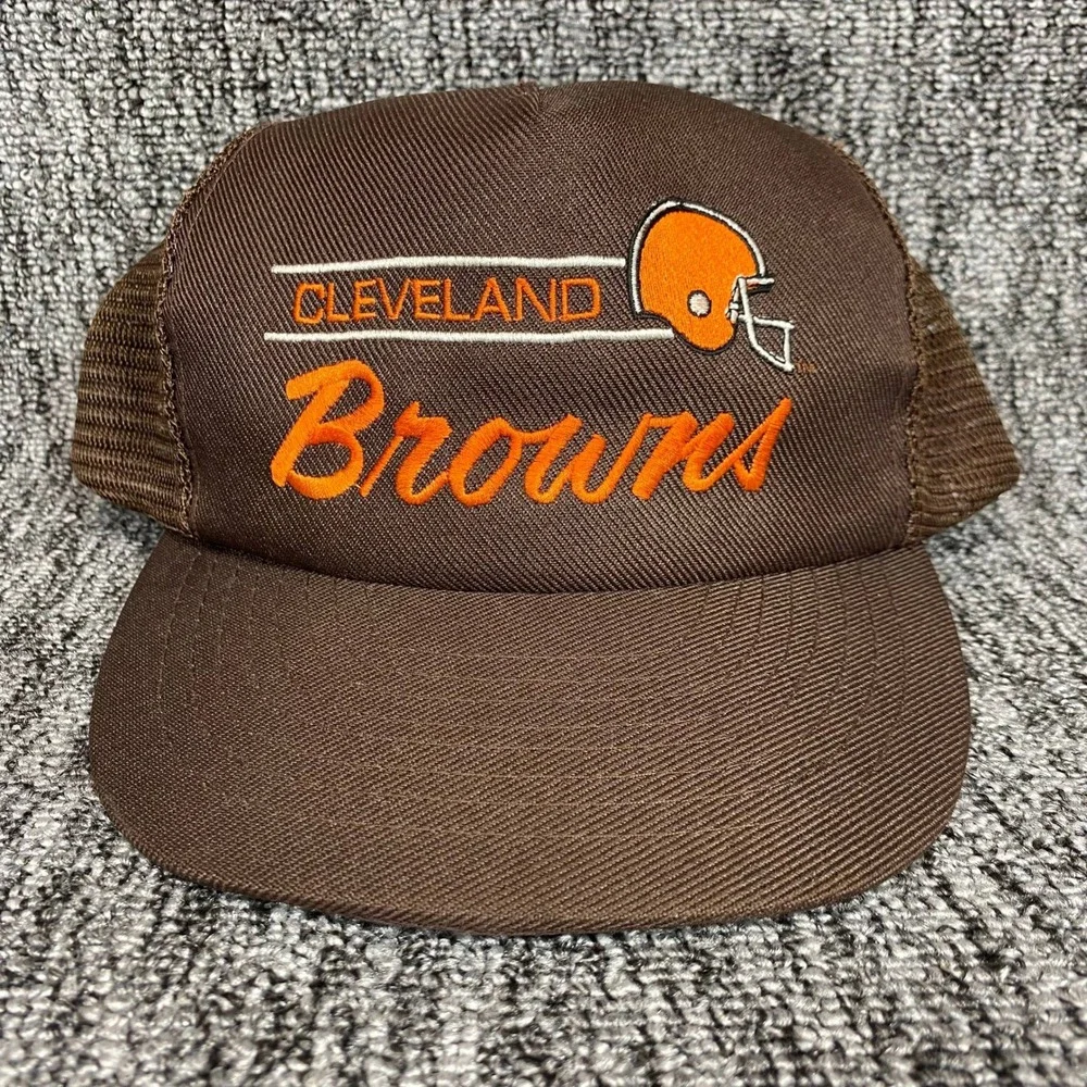 Vtg 80s Cleveland Browns Annco Professional Model Trucker Snapback Hat Cap Mesh